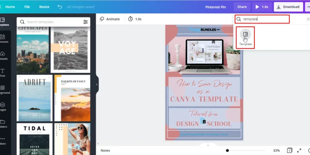 how to save canva design as template